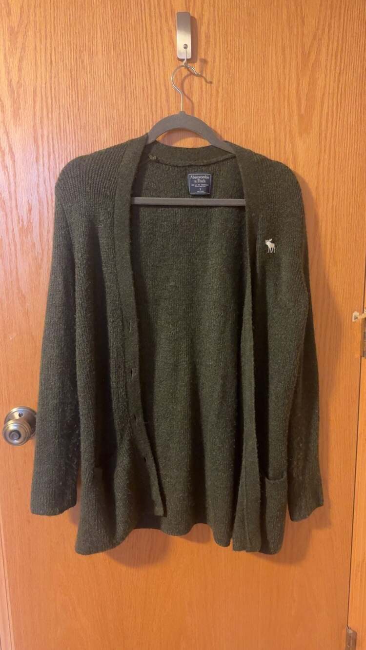 Abercrombie & Fitch Olive Green Button-Front Cardigan Sweater Size S
